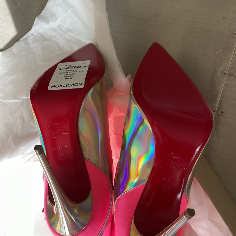 Christian louboutin Jessie booty 100mm stiletto boot barbie fluo neon sz 37.5 - Picture 10 of 13